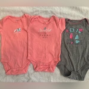 Cat & Jack Pink and Gray Baby Onesies Bundle